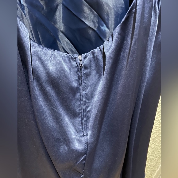 NWT B Darling Satin Lace Back Mini Dress Junior Size 11-12 Navy Blue - Picture 7 of 9